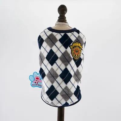 Diamond check flannel print dog vest Grey - Shop at LoveMi