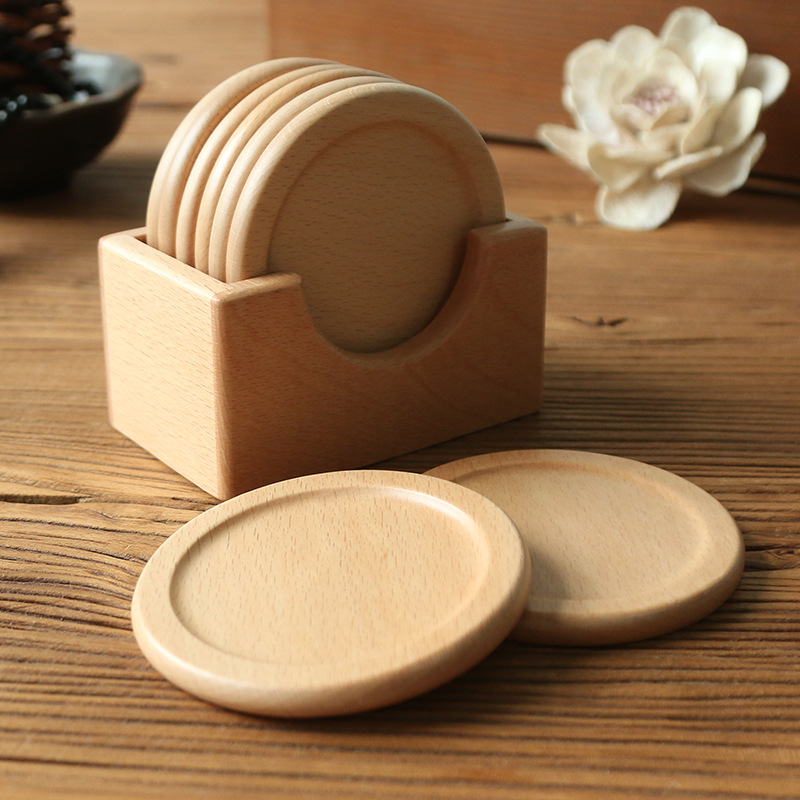 Japanese wooden coaster set (Beech-Single coaster)