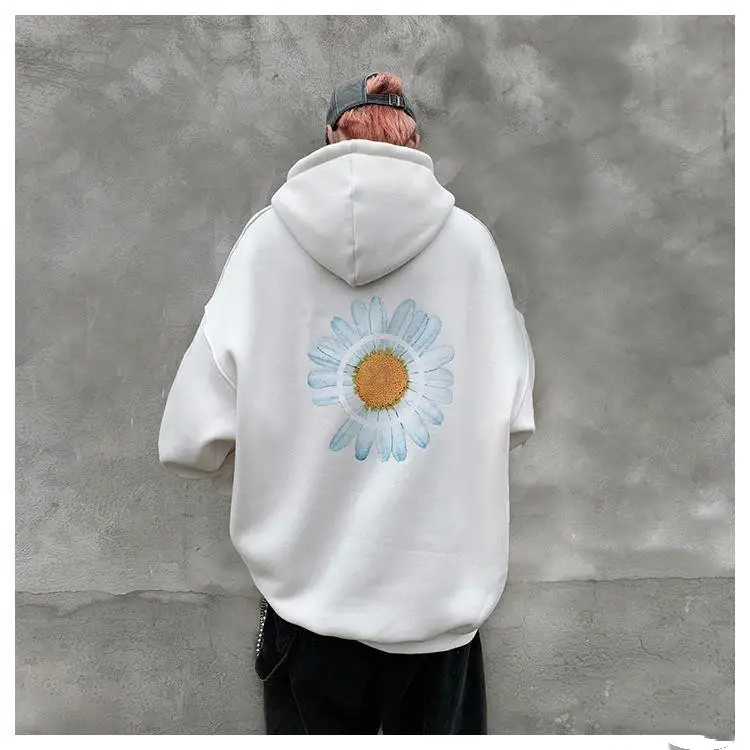 Daisy print hooded sweatshirt