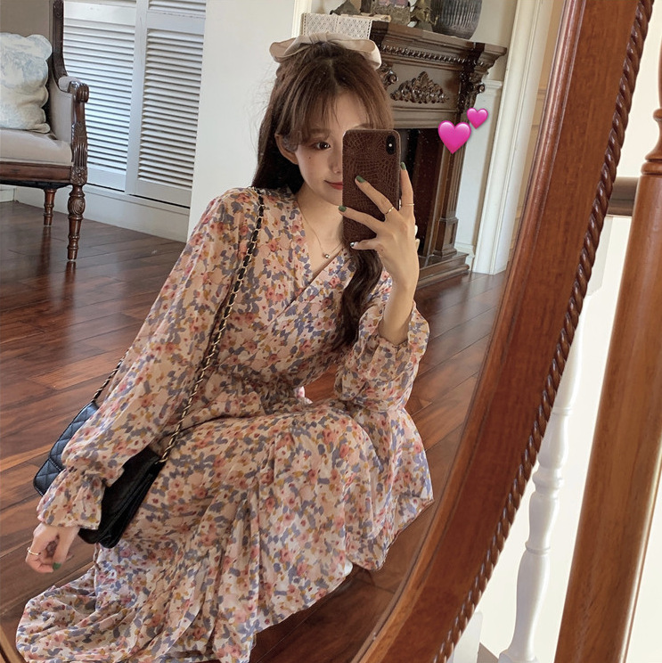 Chiffon mid length Floral Dress