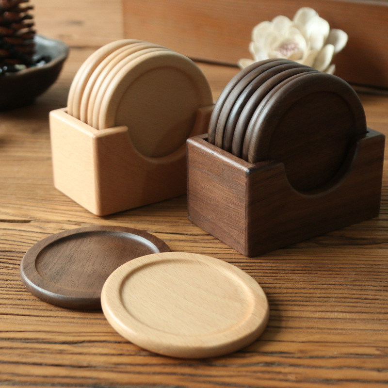 Japanese wooden coaster set (Beech-Single coaster)