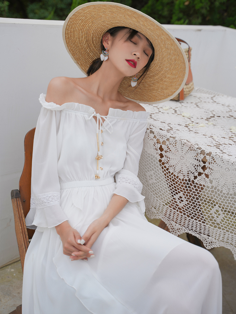 One shoulder bohemian dress