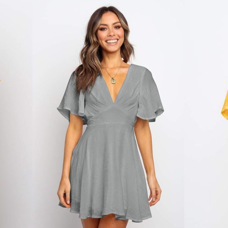 Solid color back dress