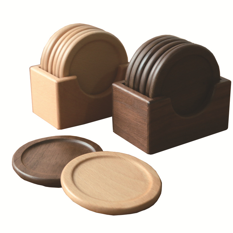 Japanese wooden coaster set (Beech-Single coaster)