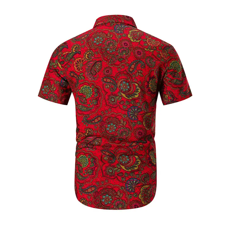 Floral print short-sleeved lapel shirt