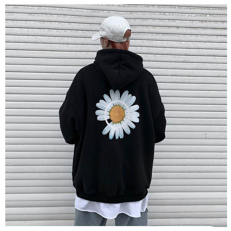 Daisy print hooded sweatshirt