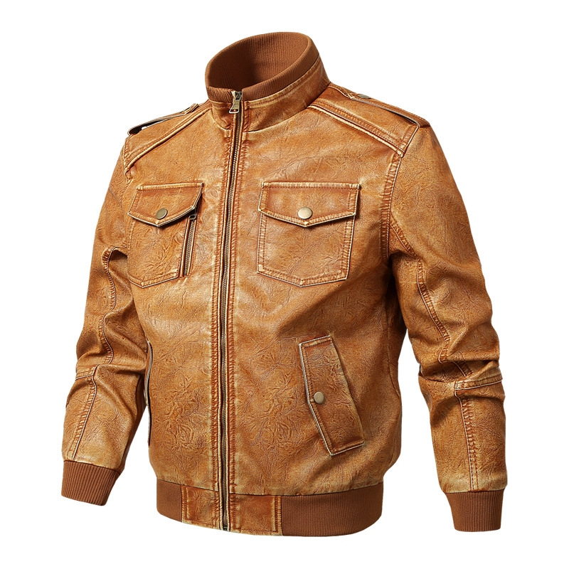 Large size men's leather jacket