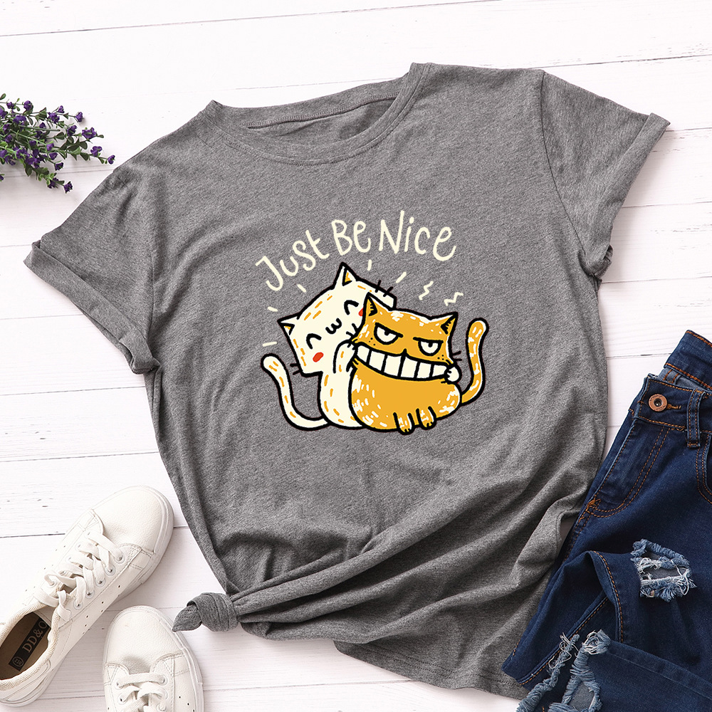 Women's loose round neck short sleeves