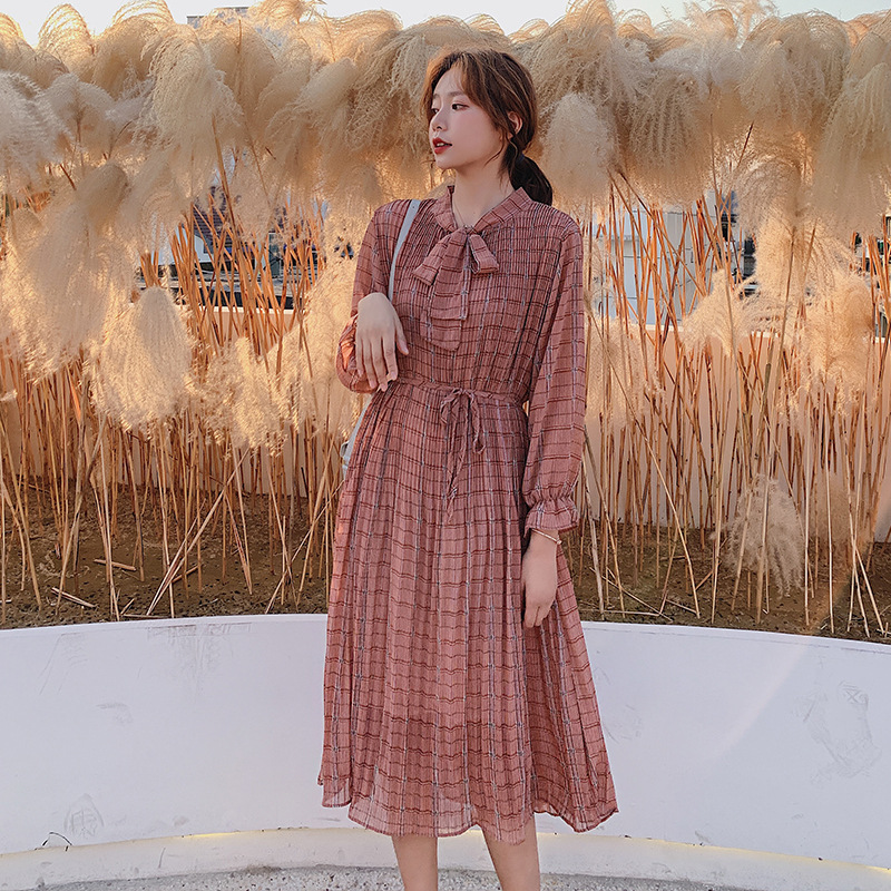 Spring and Autumn Korean Chiffon Dress