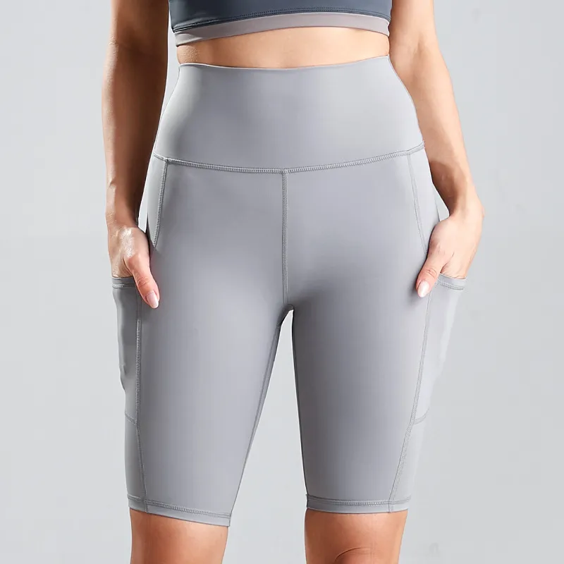 Pocket tight hips high waist stretch fitness yoga pants - Grey