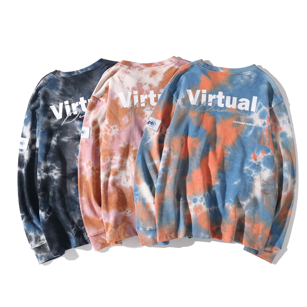Tie-dye round neck thin loose sweatshirt