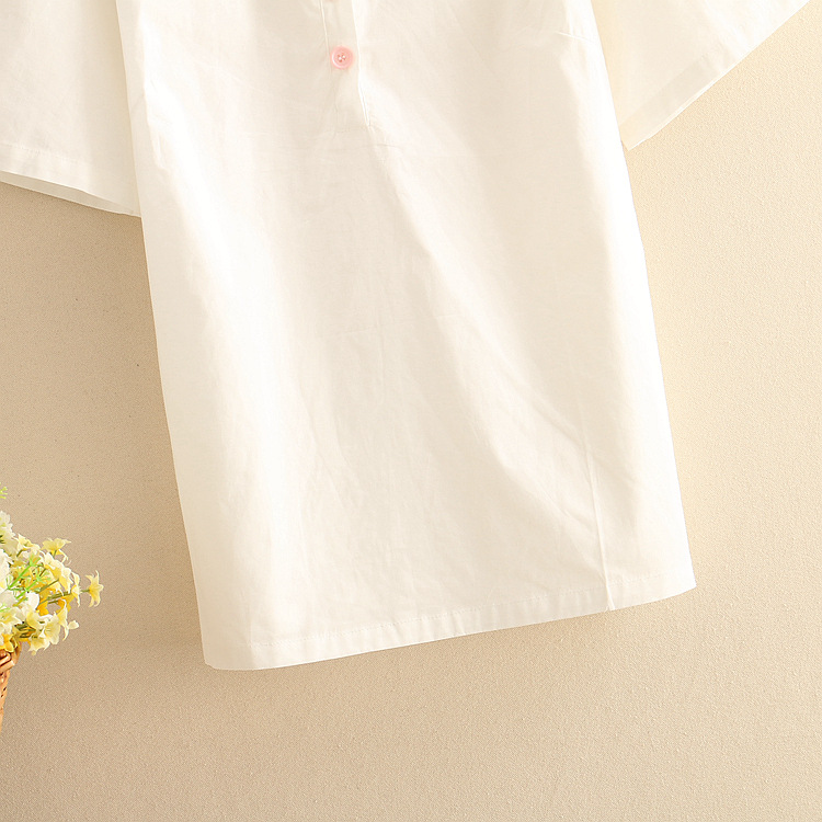 Short sleeve doll collar embroidered shirt