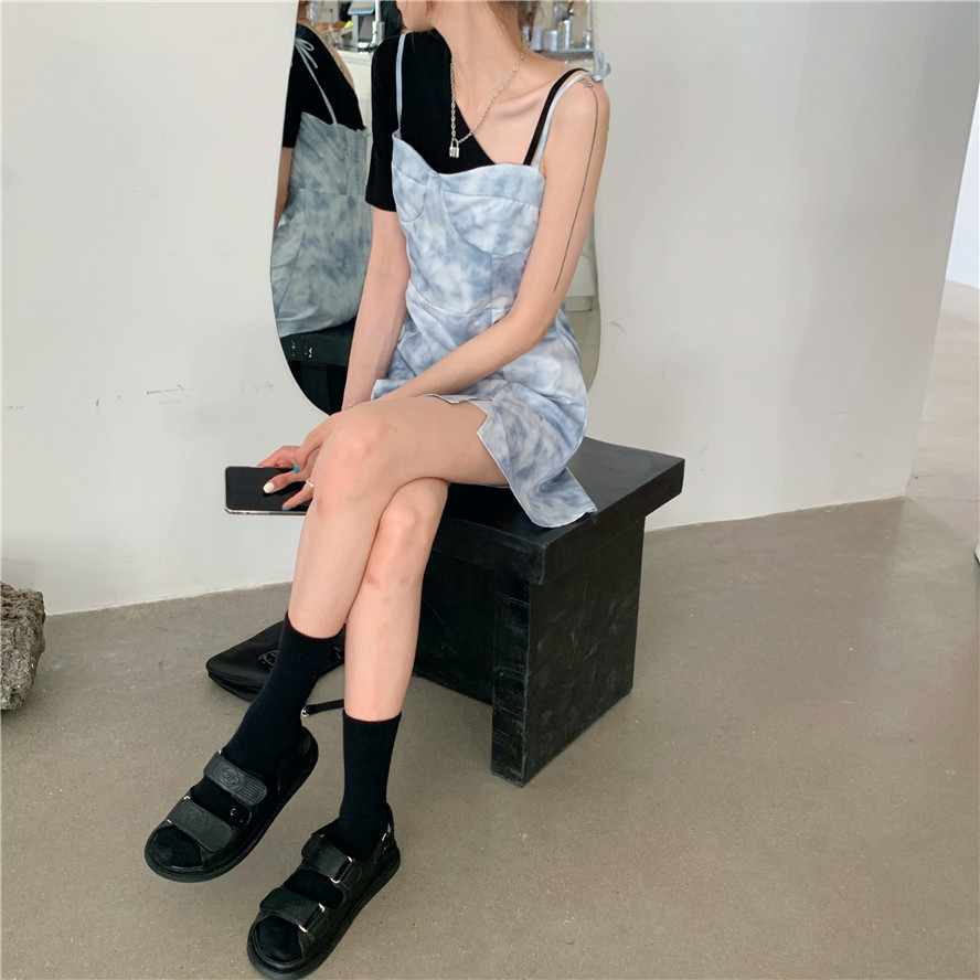 Tie-dye dress suspender skirt