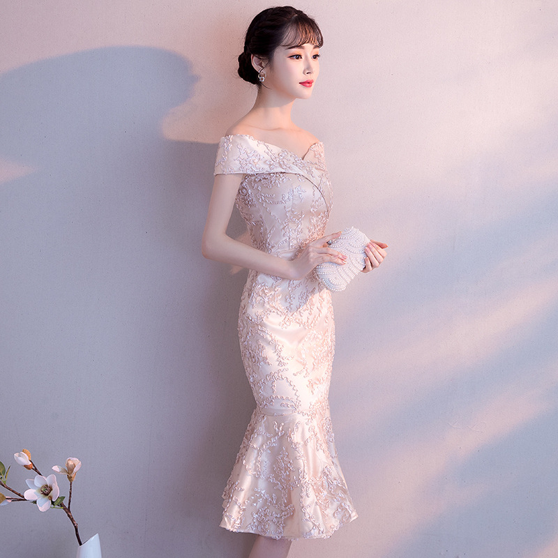 Fishtail mid-length party dress