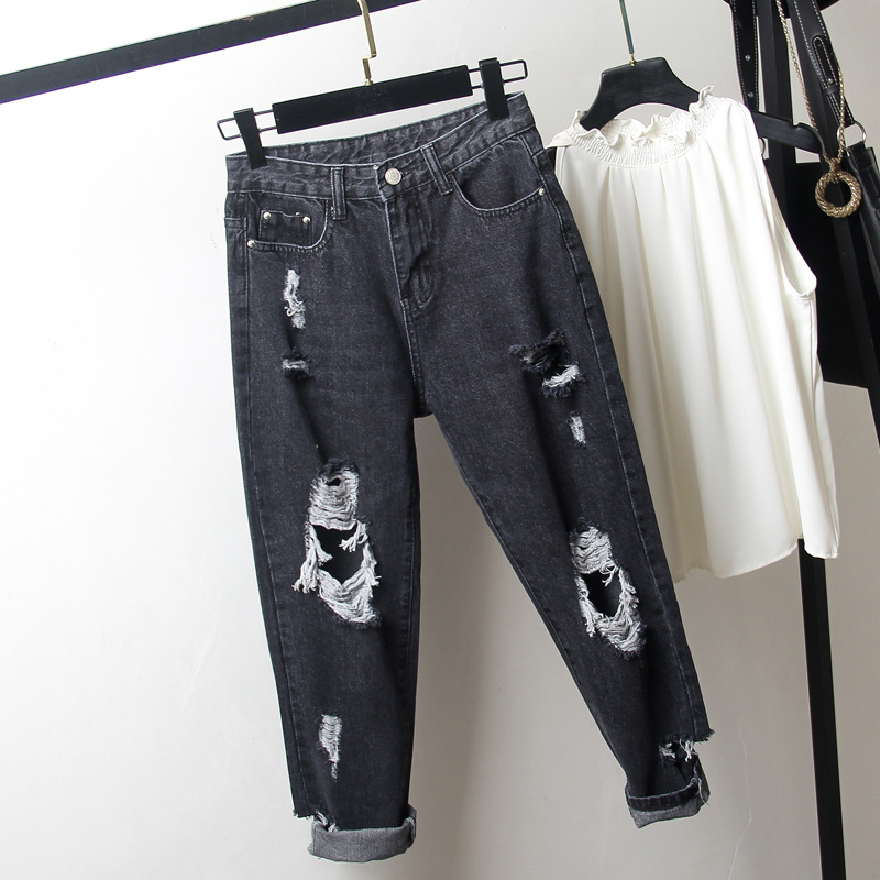 Ripped denim harem pants