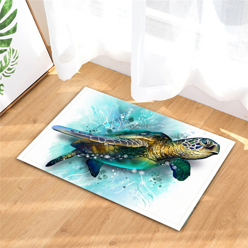 Blue turtle digital printing shower curtain