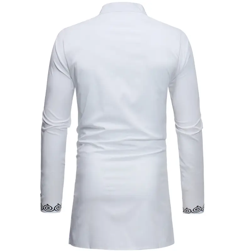 Printed shirt mid-length stand-up collar