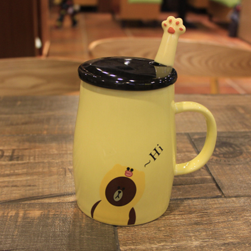 Cute cartoon ceramic cup Yellow - Shop at LoveMi