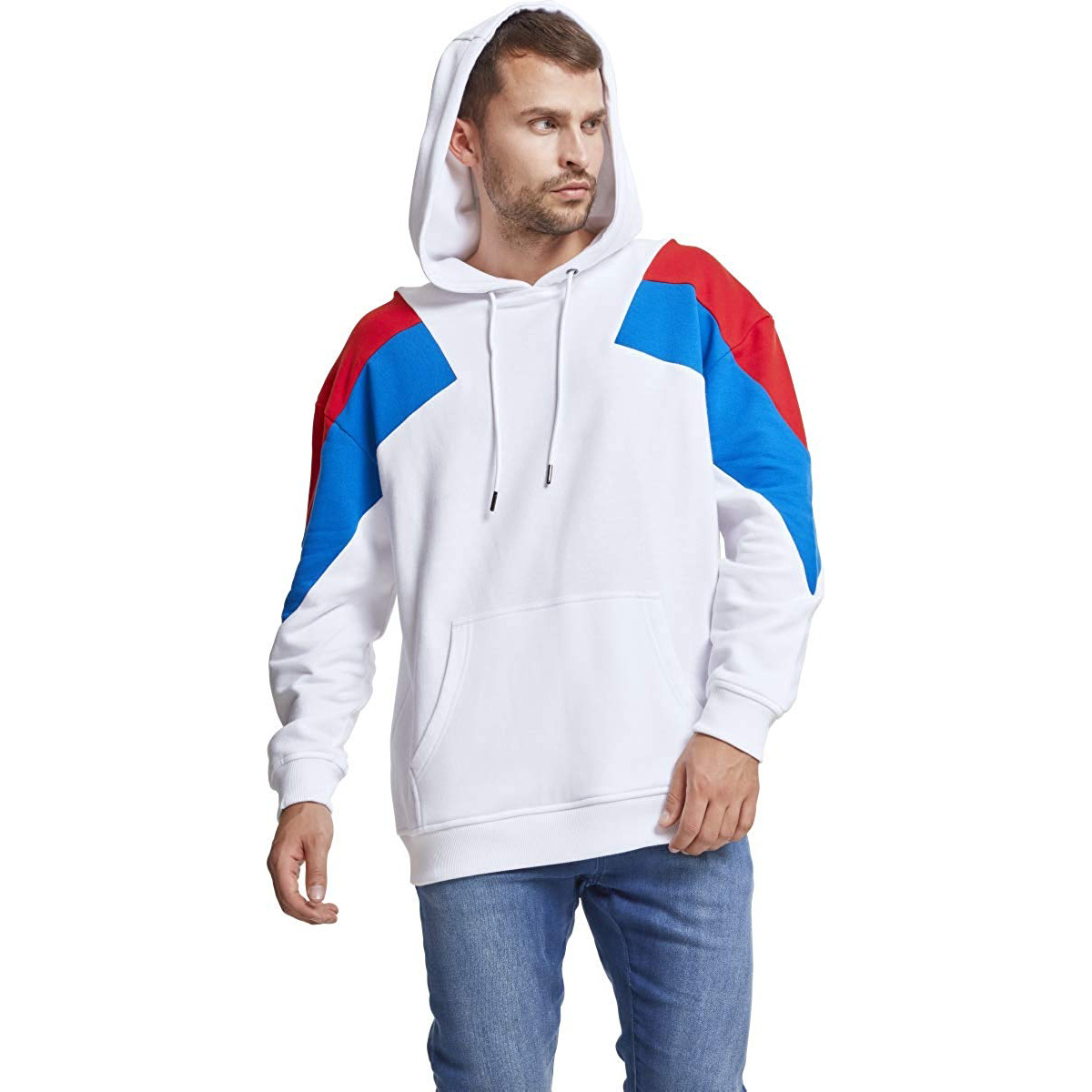 Men's color block round neck hoodie