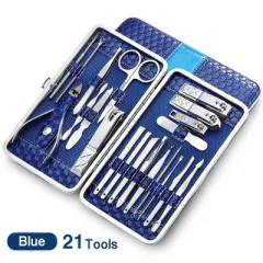 Nail manicure tool kit combo set - Blue - View 1