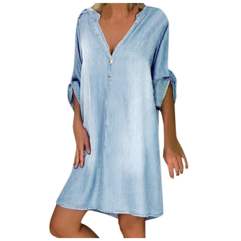 Mid-sleeve denim dress