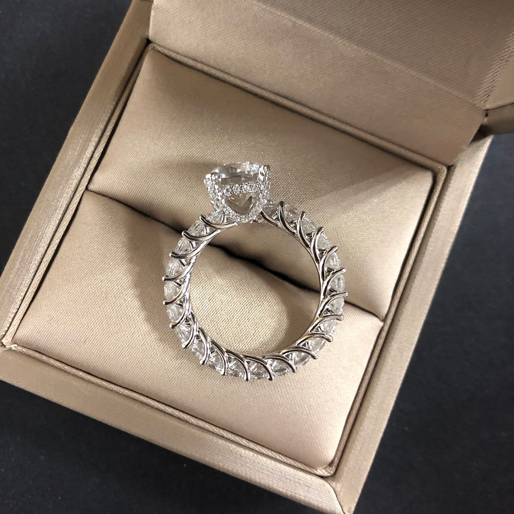 Full circle full diamond and zircon ring
