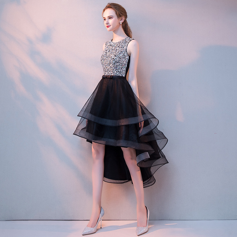 Slim slim dress with short front and long back