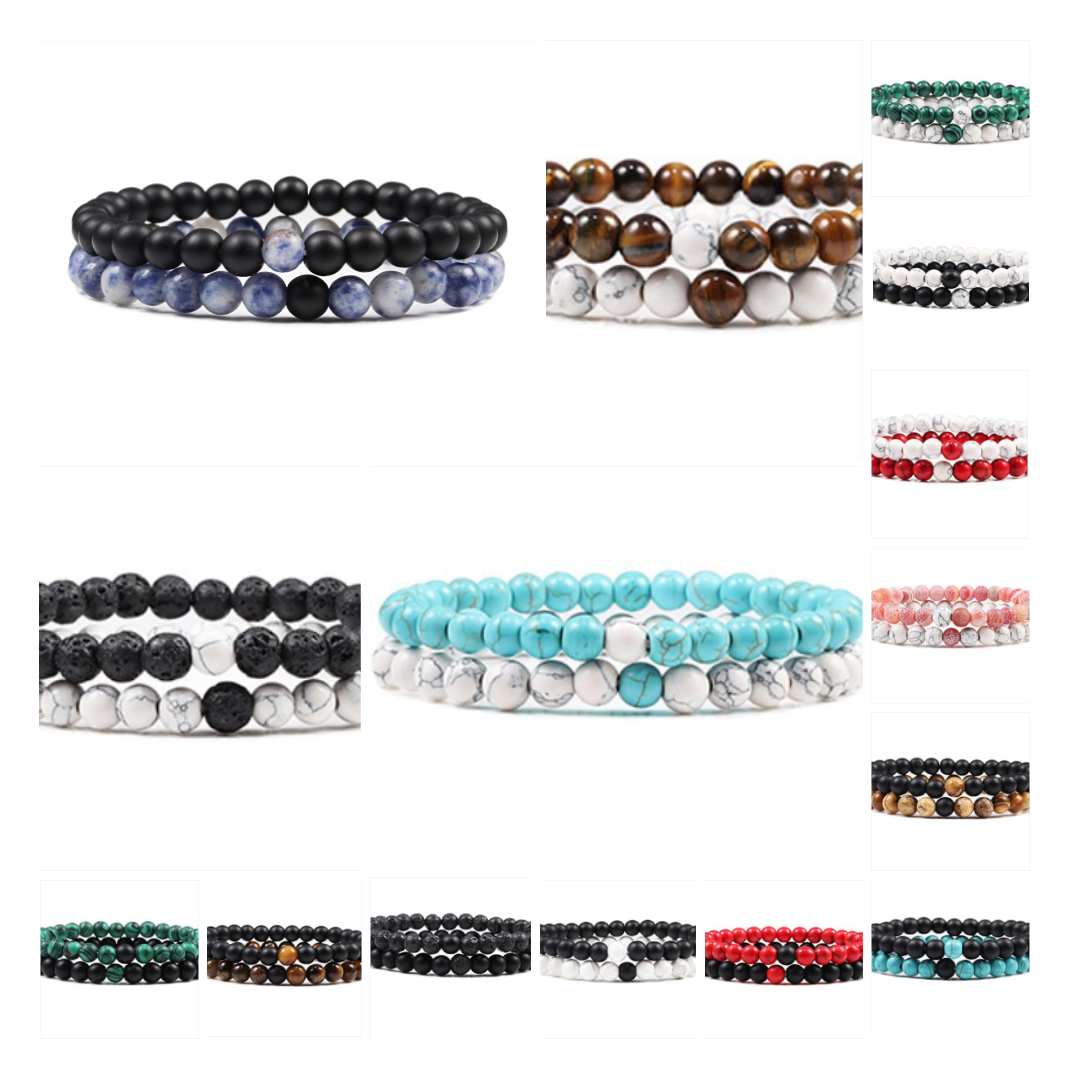 Black Lava Volcanic Stone Elastic Bracelet