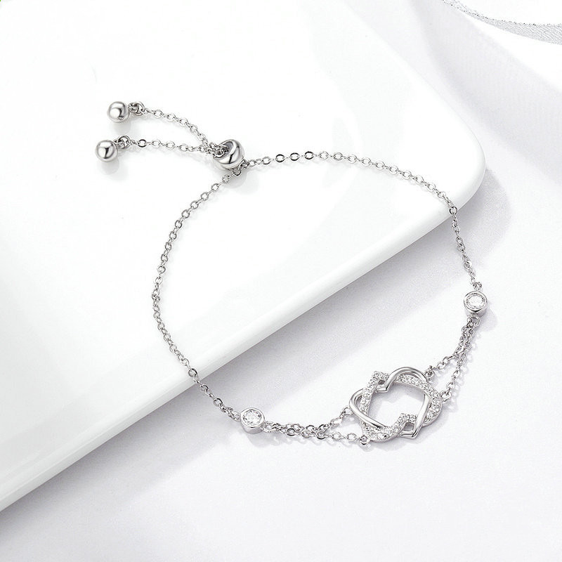 Double heart winding bracelet