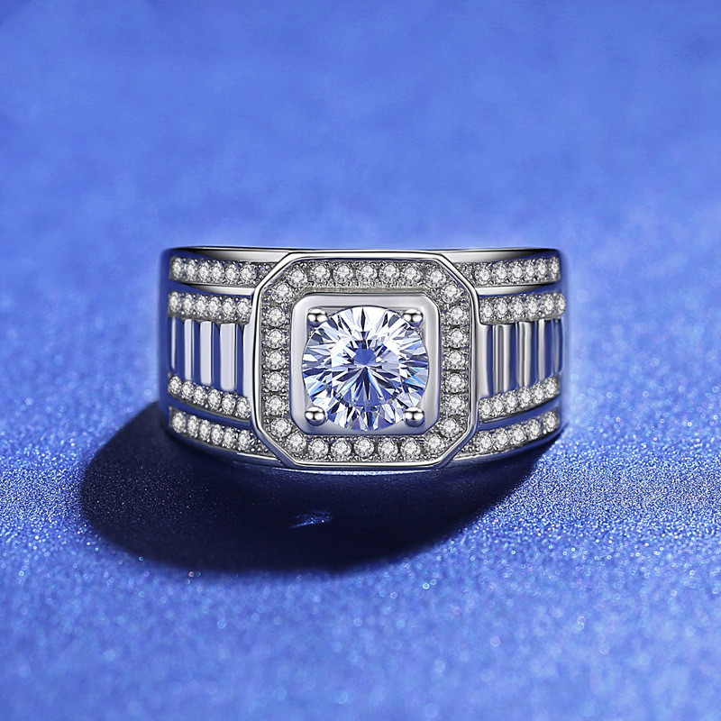 White gold micro-set square ring