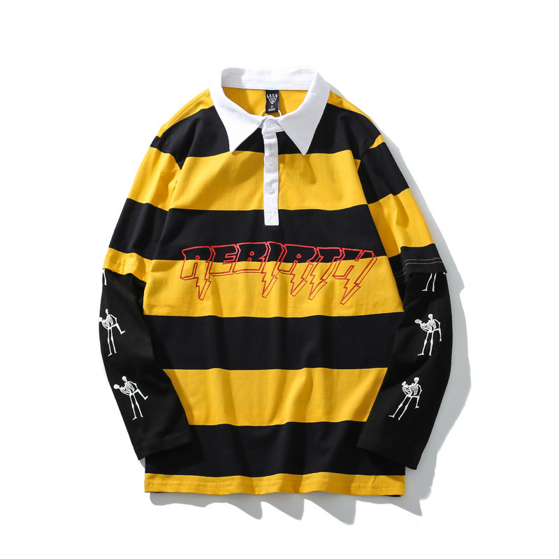 Title 5, Fake two striped long-sleeved tops