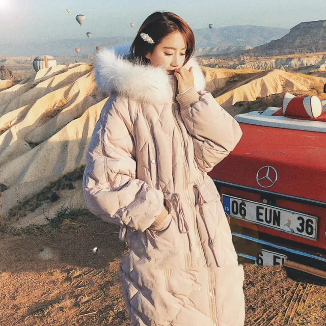 Bat sleeve mid length hooded cotton coat Pink - Shop at LoveMi