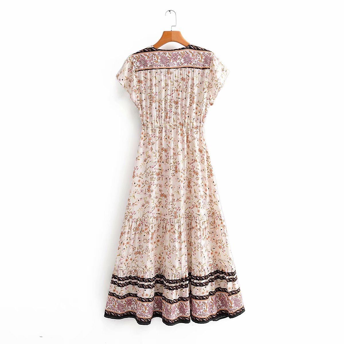 Printed bohemian waist dress