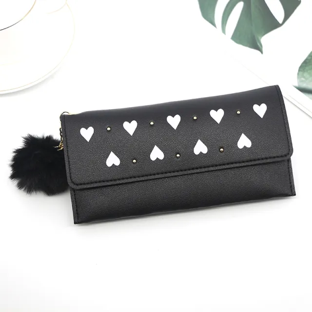 Ladies heart shaped fur ball clutch Black - Shop at LoveMi
