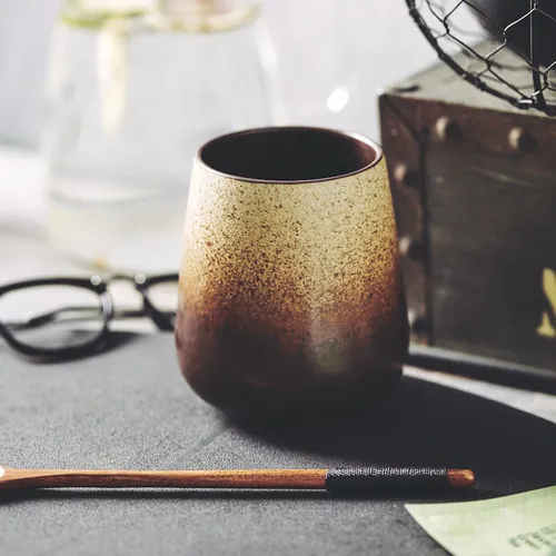 Office Japanese style retro coffee cup - Black Brown Gradient