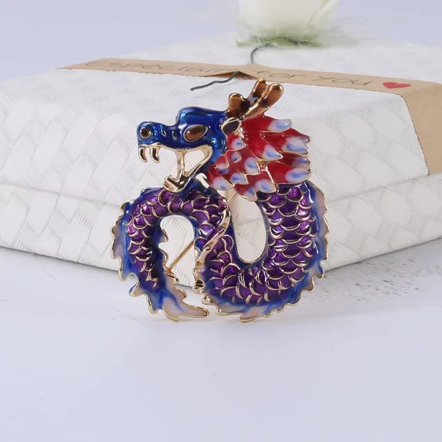 Alloy dripping oil zodiac dragon brooch Purple - Shop at LoveMi