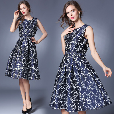 Jacquard sleeveless vest dress