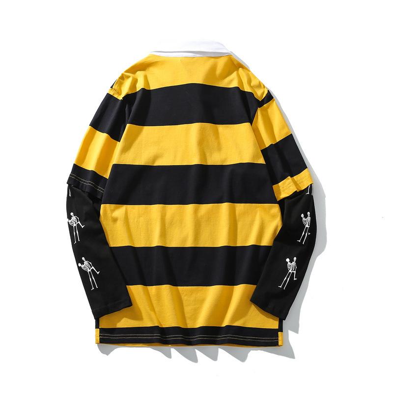 Title 3, Fake two striped long-sleeved tops