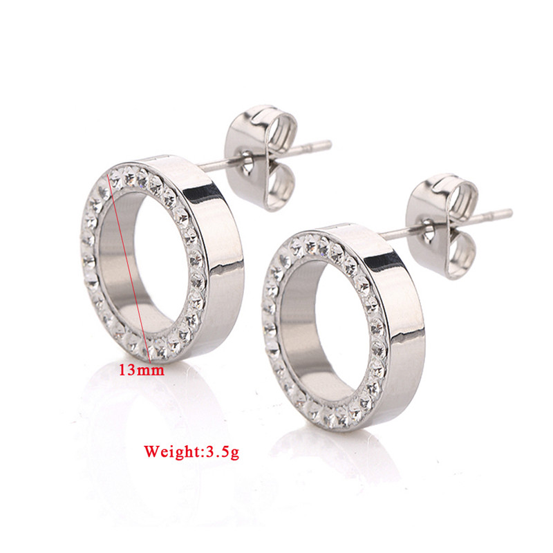 Titanium steel diamond earrings