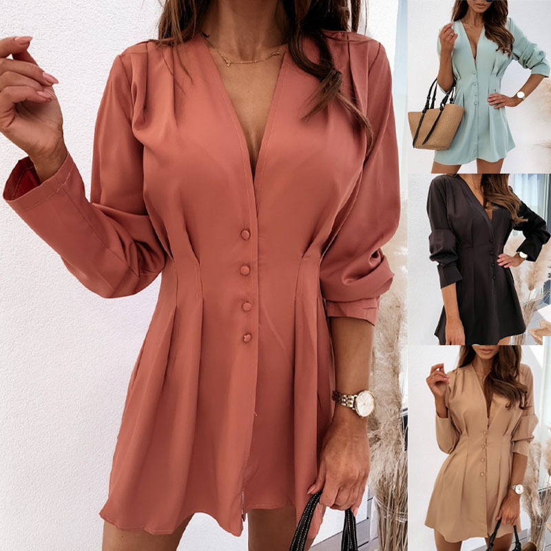 Buttoned long sleeve dress