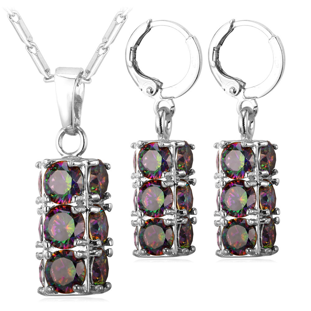 Cylindrical earrings and necklace set