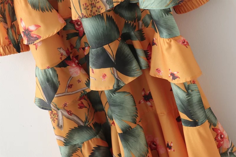 Lace-up bow ruffle dress