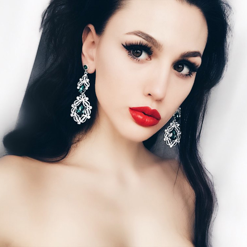 Fashion temperament glass gem drop earrings