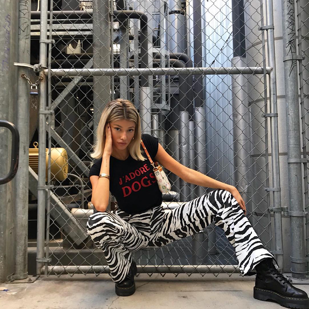 Women's zebra striped high waist casual trousers
