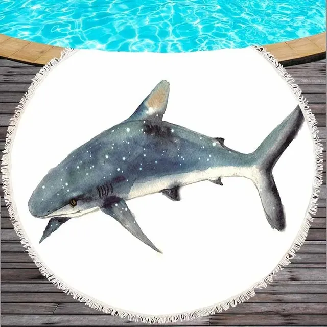 Marine Life Round Printed Beach Towel 011 180Cm - Shop at LoveMi