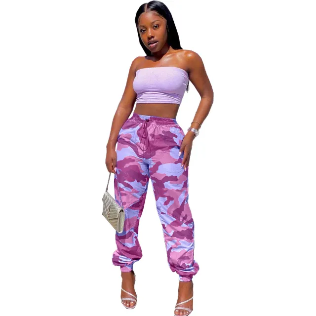 Street hipster fashion camouflage casual trousers Pink - Shop at LoveMi