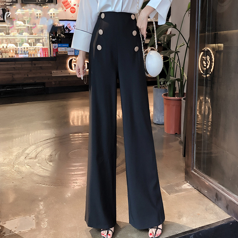 Straight loose thin suit pants Black - Shop at LoveMi