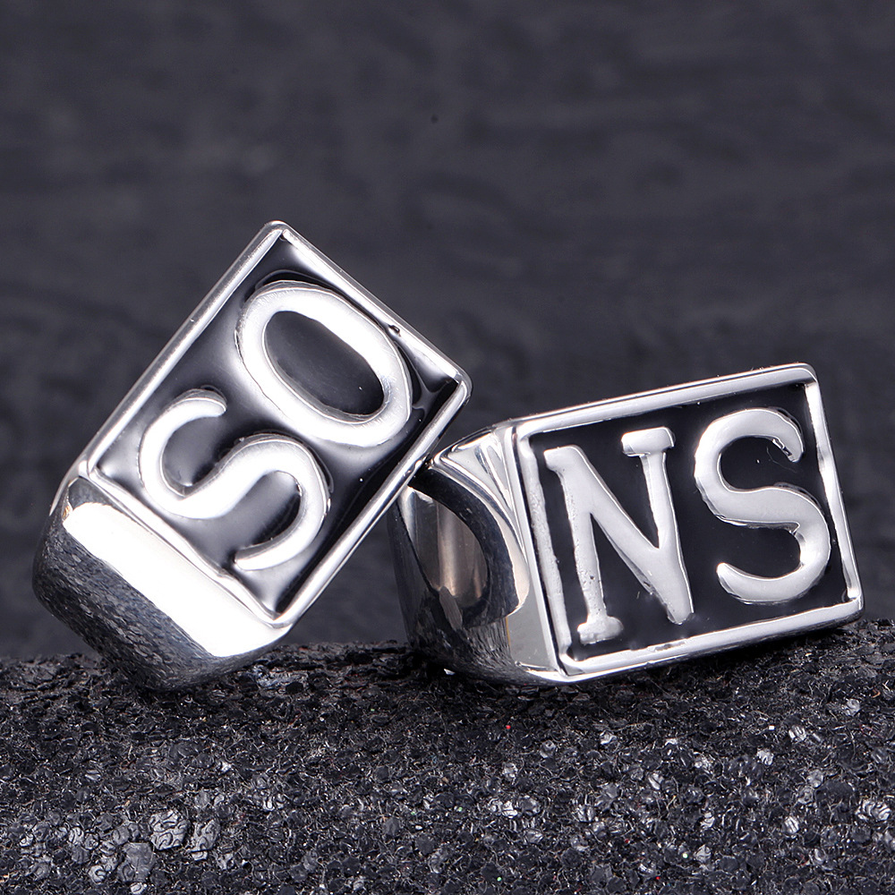 Vintage titanium steel trend ring