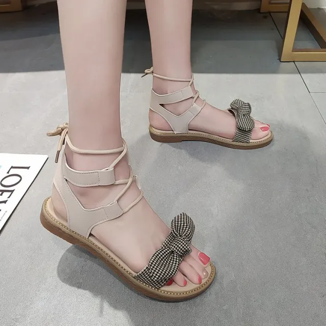 Cute fashion bow tie women sandals Cream - Shop at LoveMi