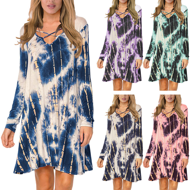 Printed long sleeve dress